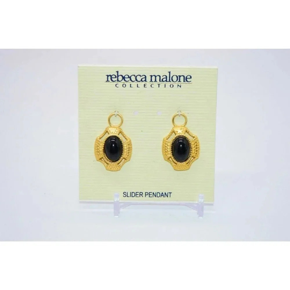 Rebecca Malone Gold Tone Black Cabochon Slider